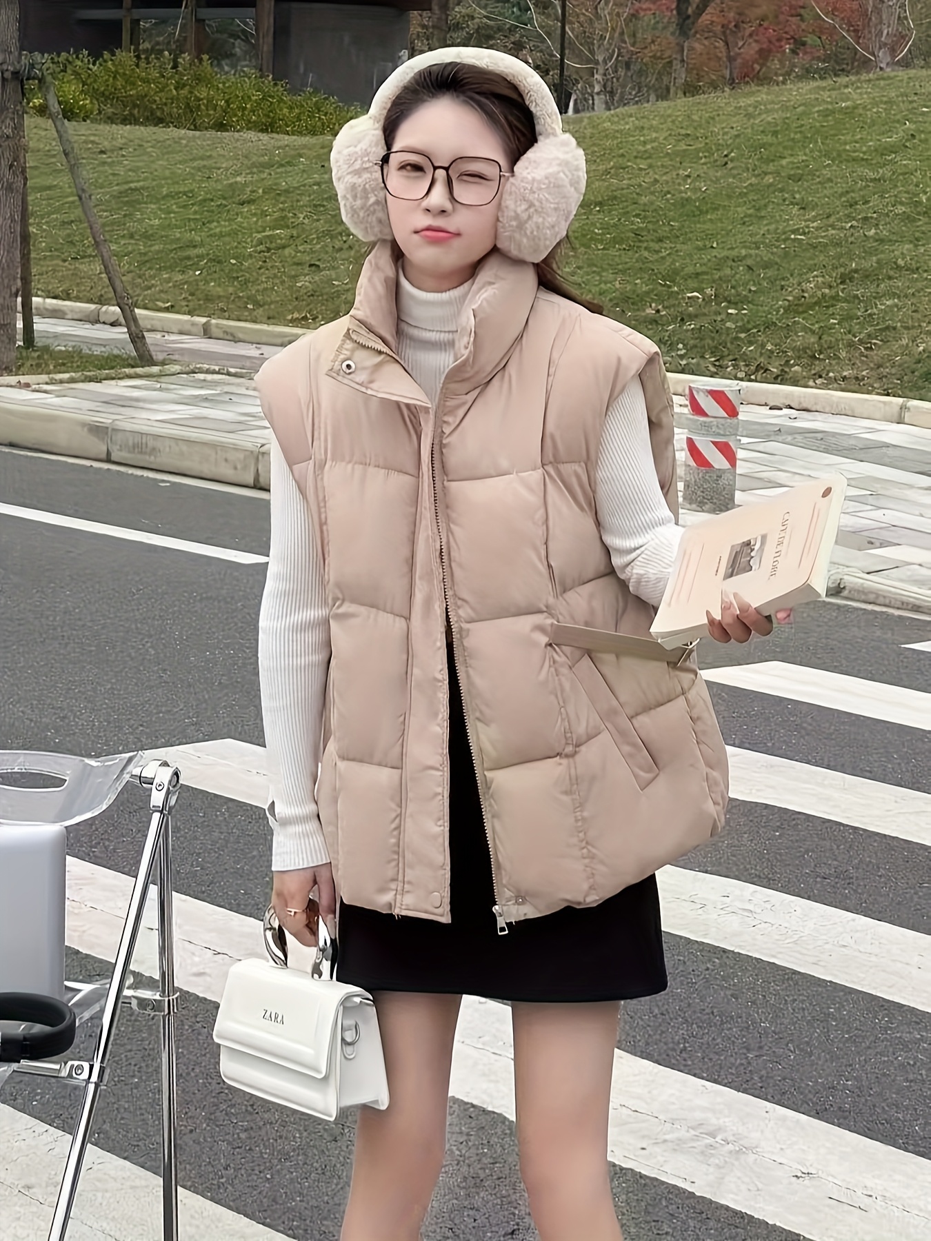 women warmer oversized puffer gilet, sleeveless waistcoat quilted