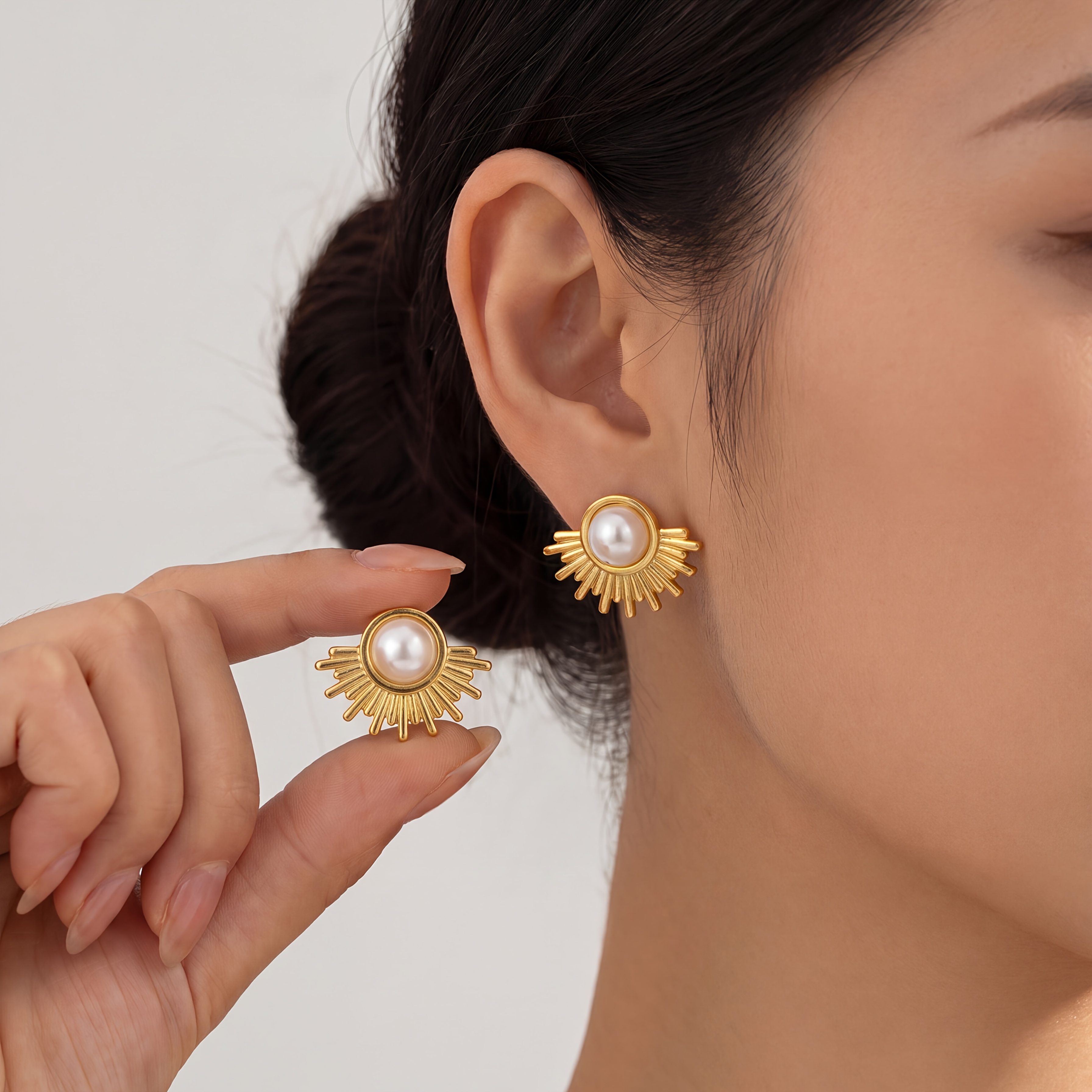 3 Pairs Women's Fashion Earring Set, Gold-Plated