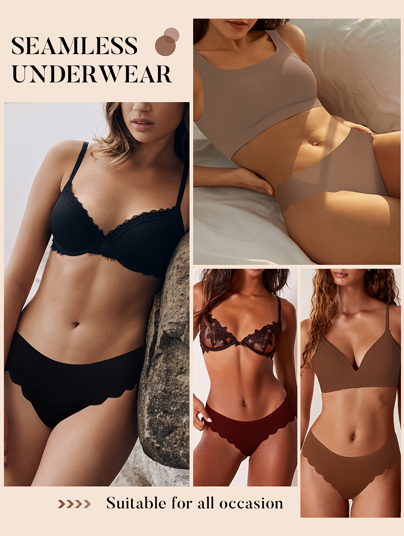 Women's Seamless Underwear 7-Pack - No Show, Low Rise Bikini & Cheeky Styles, Breathable & Invisible