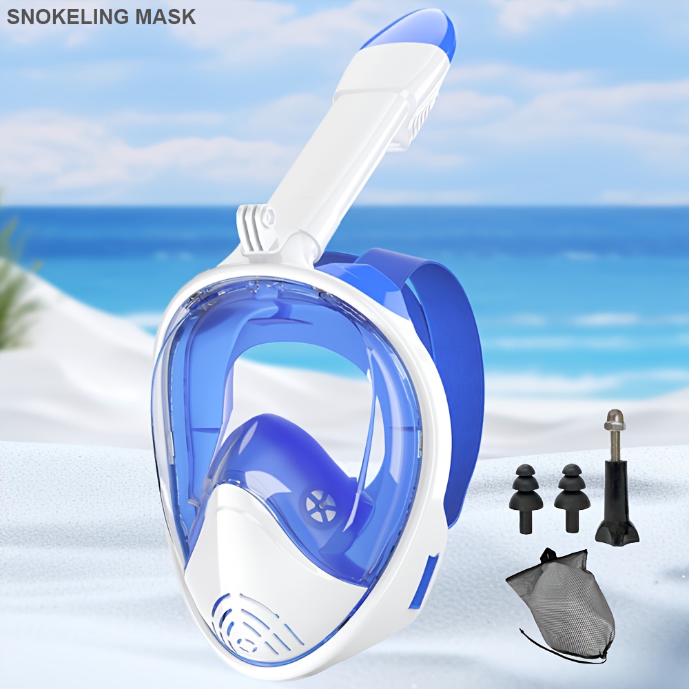 1pc JoyMaySun Full Face Snorkeling Mask with Camera Holder - Anti-Fog & Leakproof 180° Panoramic Goggles, Large Frame Silicone Swim Glasses Set for Adults, Scuba, Snorkeling, Freediving (No- Design)