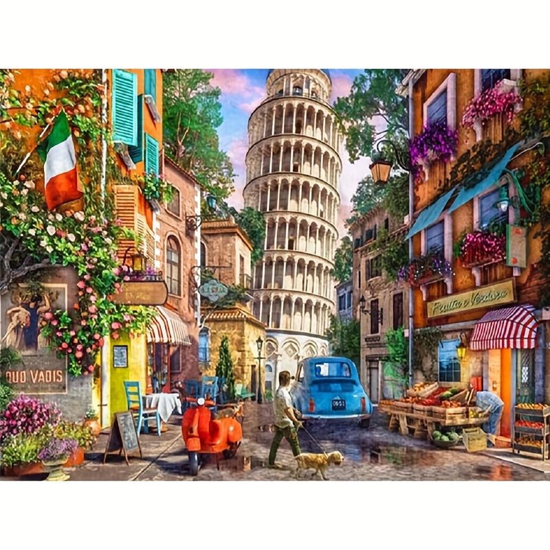 

5d Diy Diamond Painting Kit, Landscape Theme With Square Acrylic Diamonds, Italian Cityscape Full Drill Art, Craft Home Decor Gift - 1pc, Unframed 40x30cm