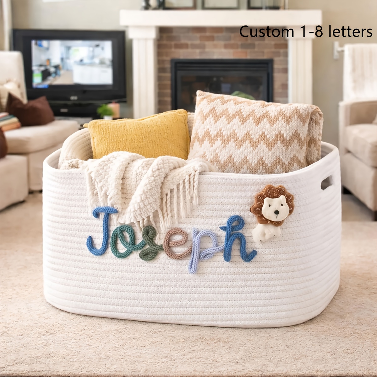 Personalized Two-Tone Storage Basket, Custom Household Organizer