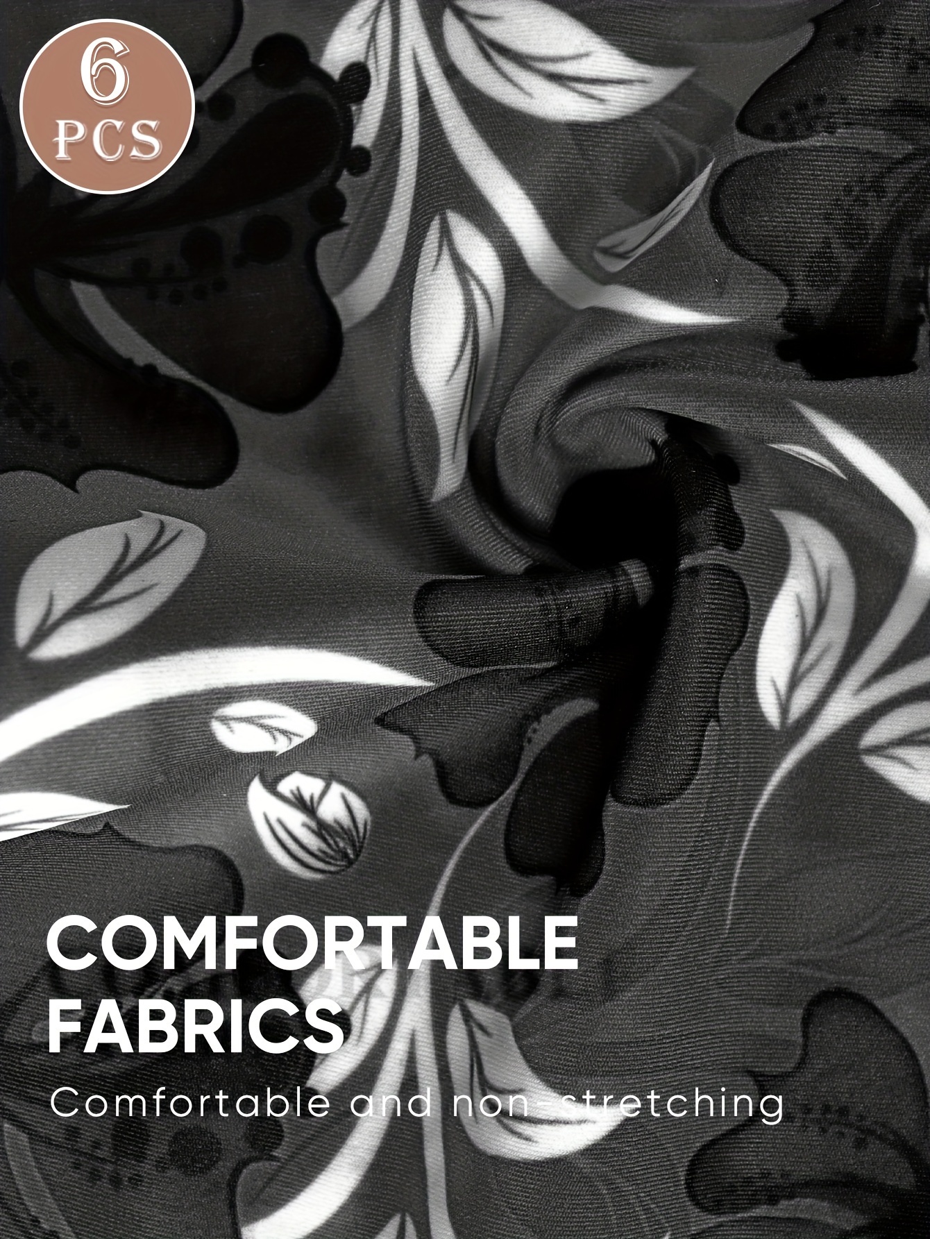 6pcs Plus Size Elegant Panties, Women's Floral Print High Waisted Soft & Comfort Briefs