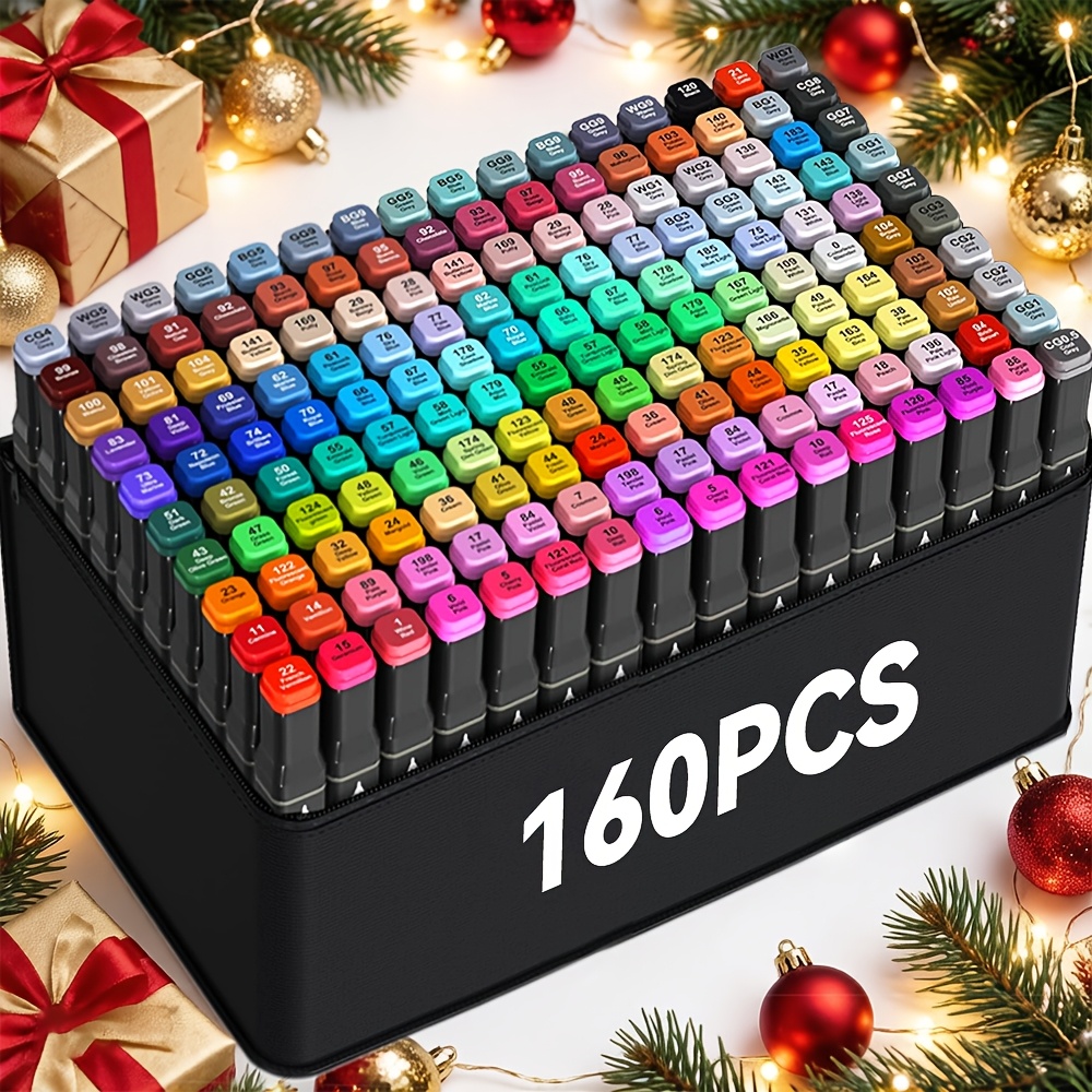 E-shop Bestseller 160-Farben Marker Set, Professionelle Kunst, Dual-Tip Design, Umranden von Farbgebieten, Freies Mischen, Malen von Traumhaften