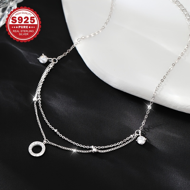 Bracelets De Cheville Femme S925 - Double Couche - Ajustables - Imperméables - Pour Mariage, Soirée
