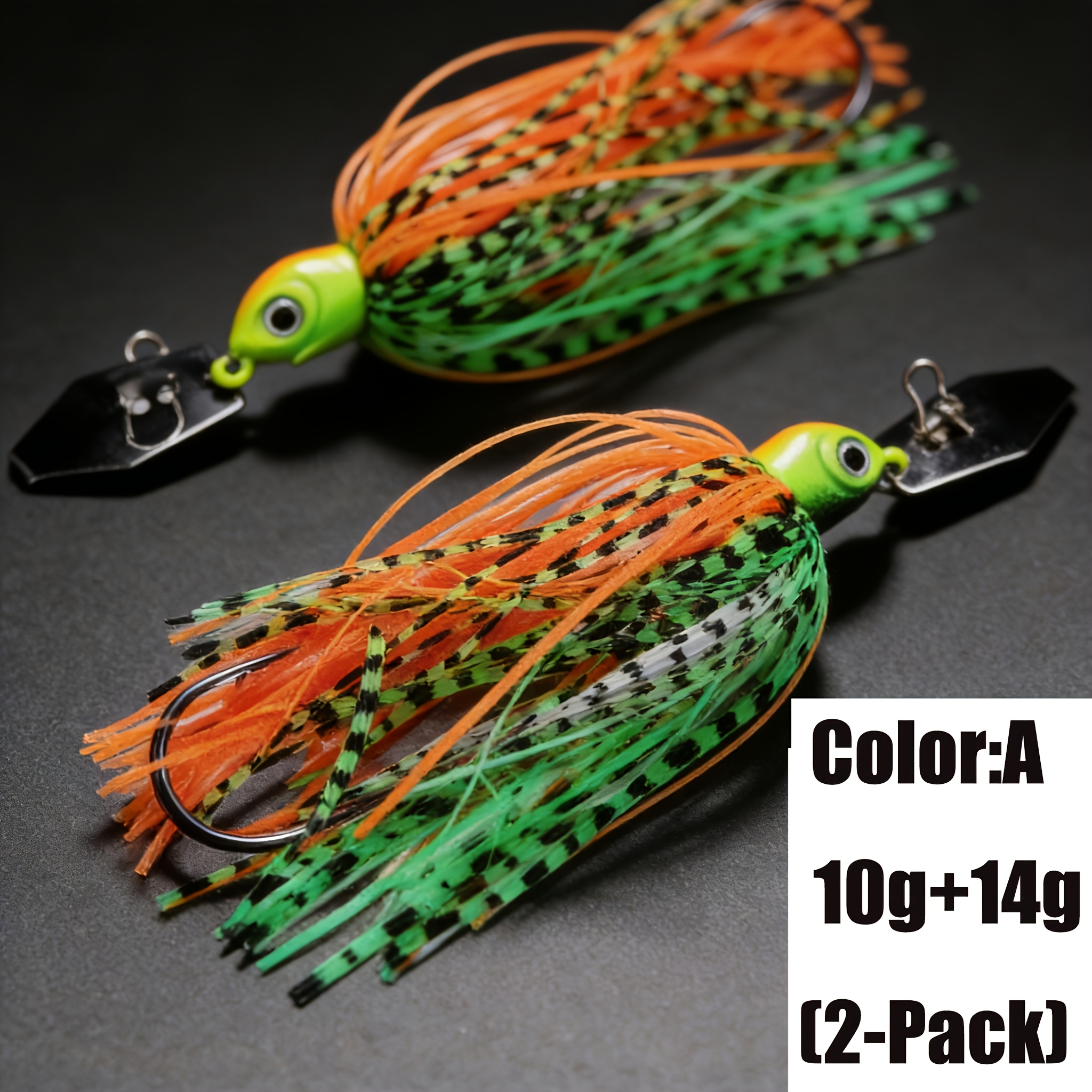 2-pack 10g/14g Composite Glitter Spinnerbait Crankbait, Swivel Fish-shaped Anti-snag Bottom Hook, Imitates Small Schools Of Fish