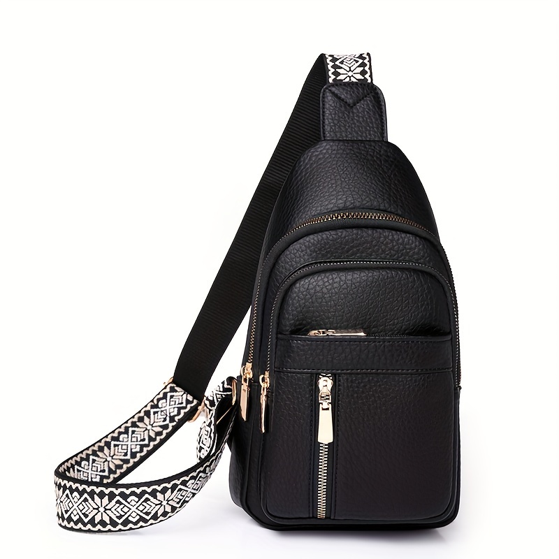 TEMU Bolso De Bandolera Para Mujer, Bolso De Pecho De Estilo Retro Texturizado, Paquete Elegante Para Exteriores Con Correa Ancha