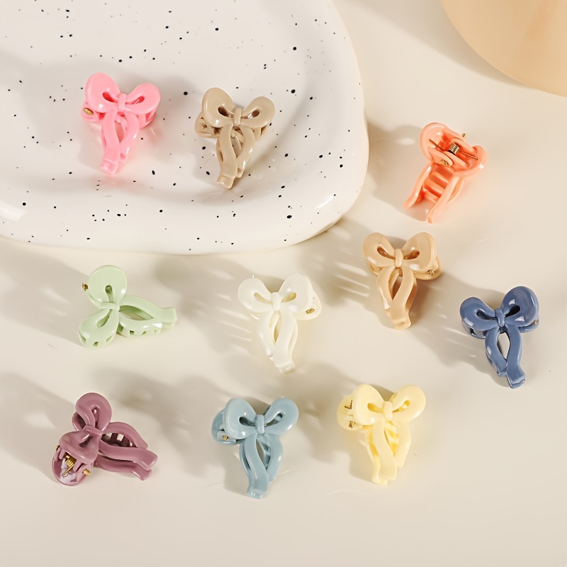 10/20pcs Candy-colored Macaron Hair Clips, Colors Random, Small Hair Clips, Gift, For Braiding, Mini Matte Bow Hair Accessories
