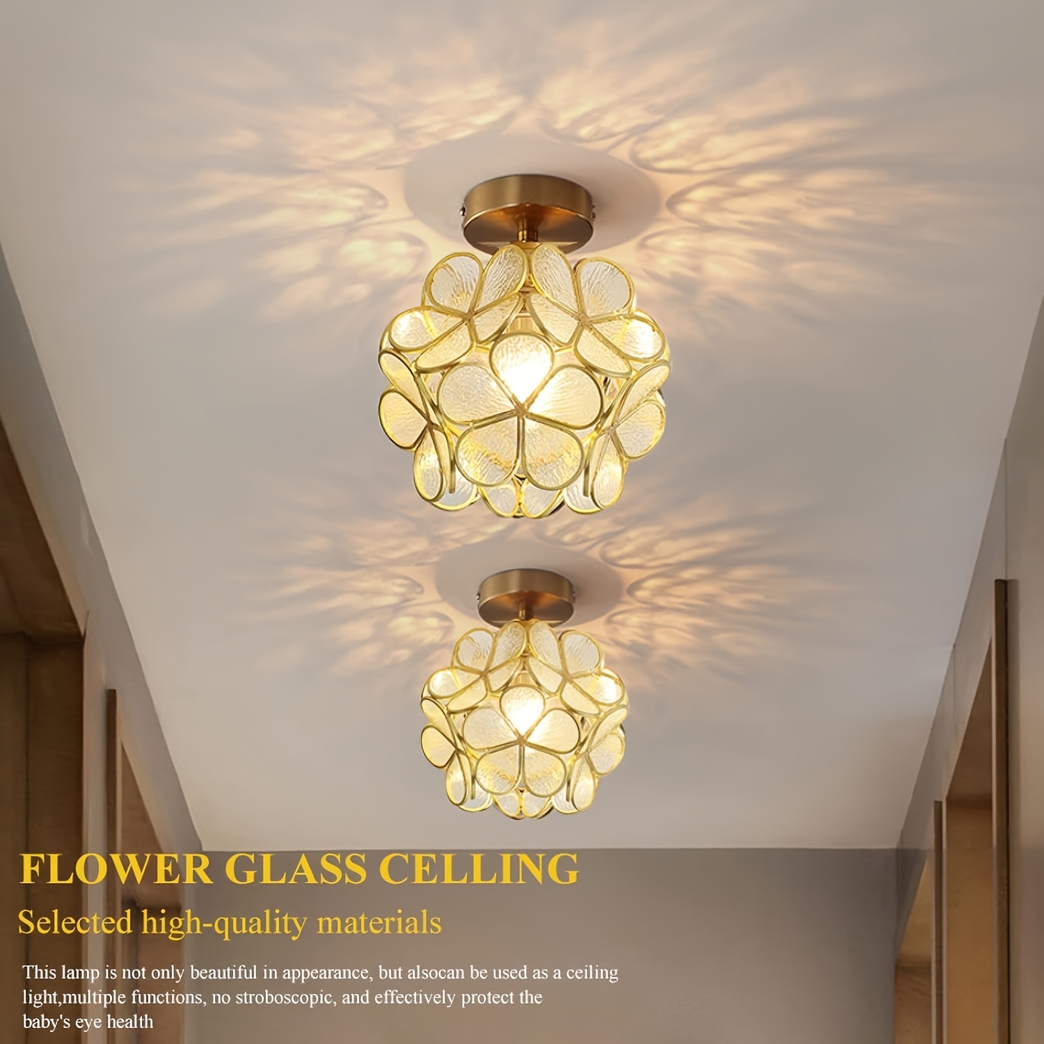 1pc Modern Acrylic Petal Ceiling Light Fixture, Semi-Flush Mount Metal  Chandelier for Hallway Entryway Closet Indoor Lighting, E26 Bulb Compatible  (Bu