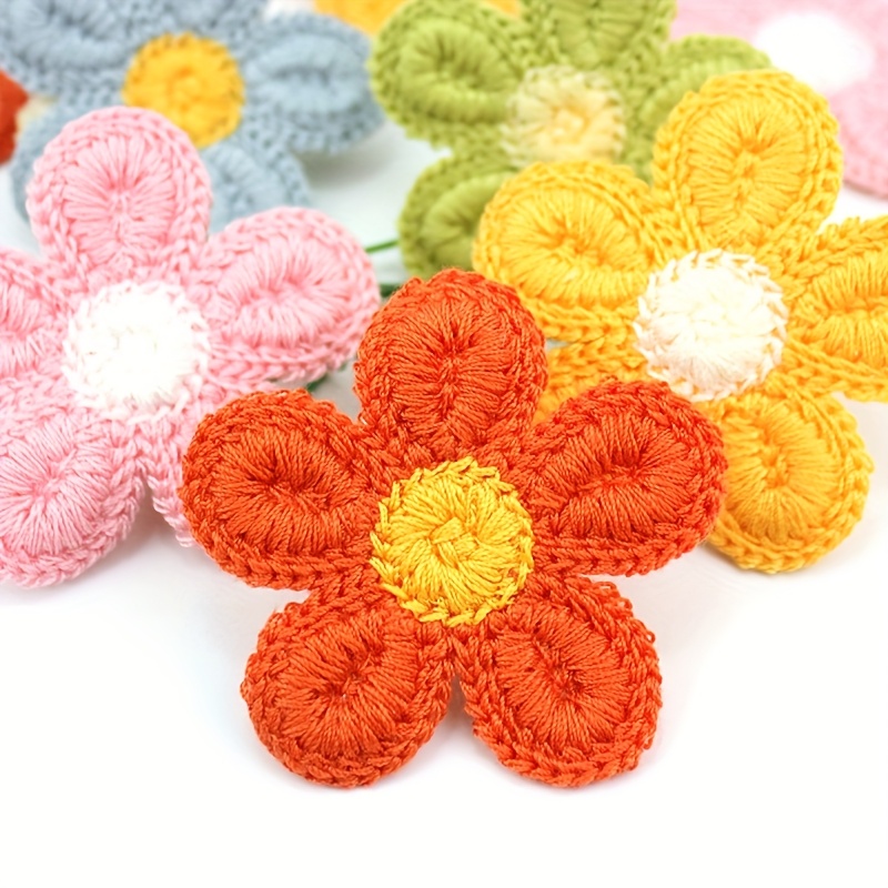12pcs 6cm Yarn Wool Applique Diy Craft Hair Clip Decoration Accessories For Sewing Clothing