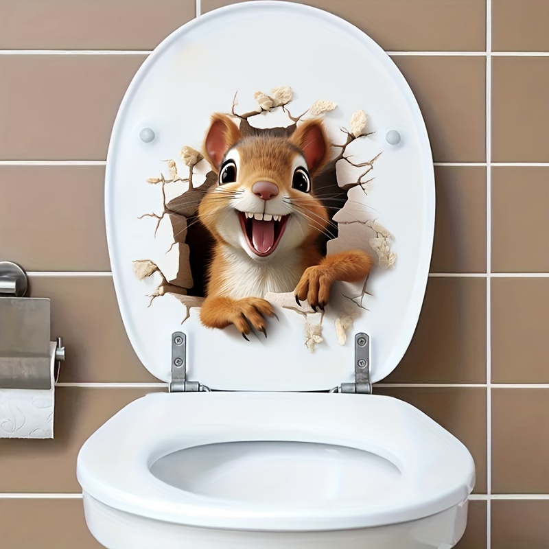 

Squirrel Toilet Decal - , Removable Bathroom & Door Wall Sticker For A Fun Animal Touch