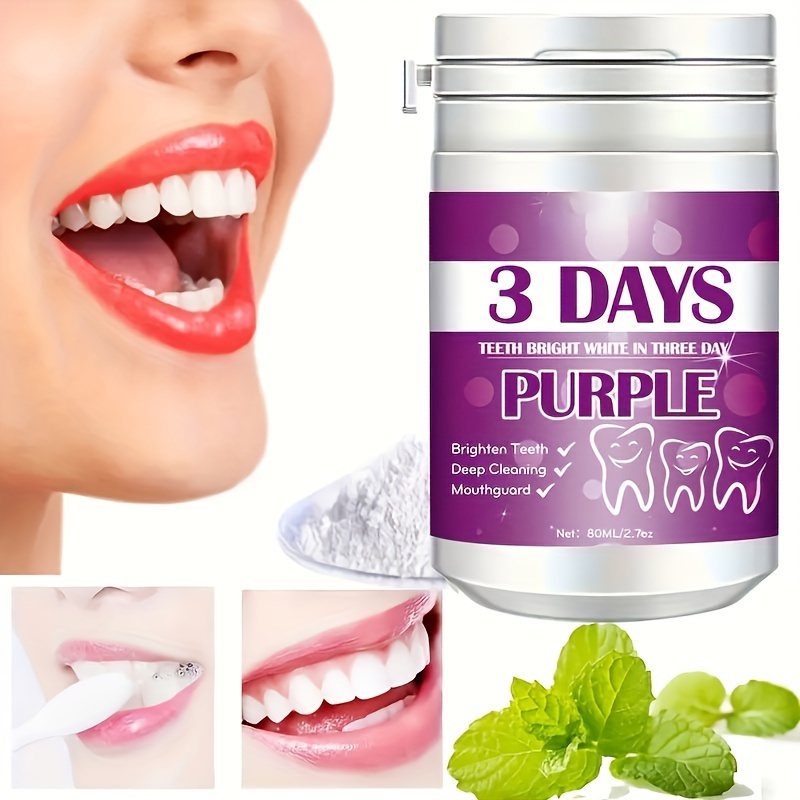 

Fresh Mint Purple Teeth Powder - Deep Clean & Brighten, Alcohol-free, Travel Size