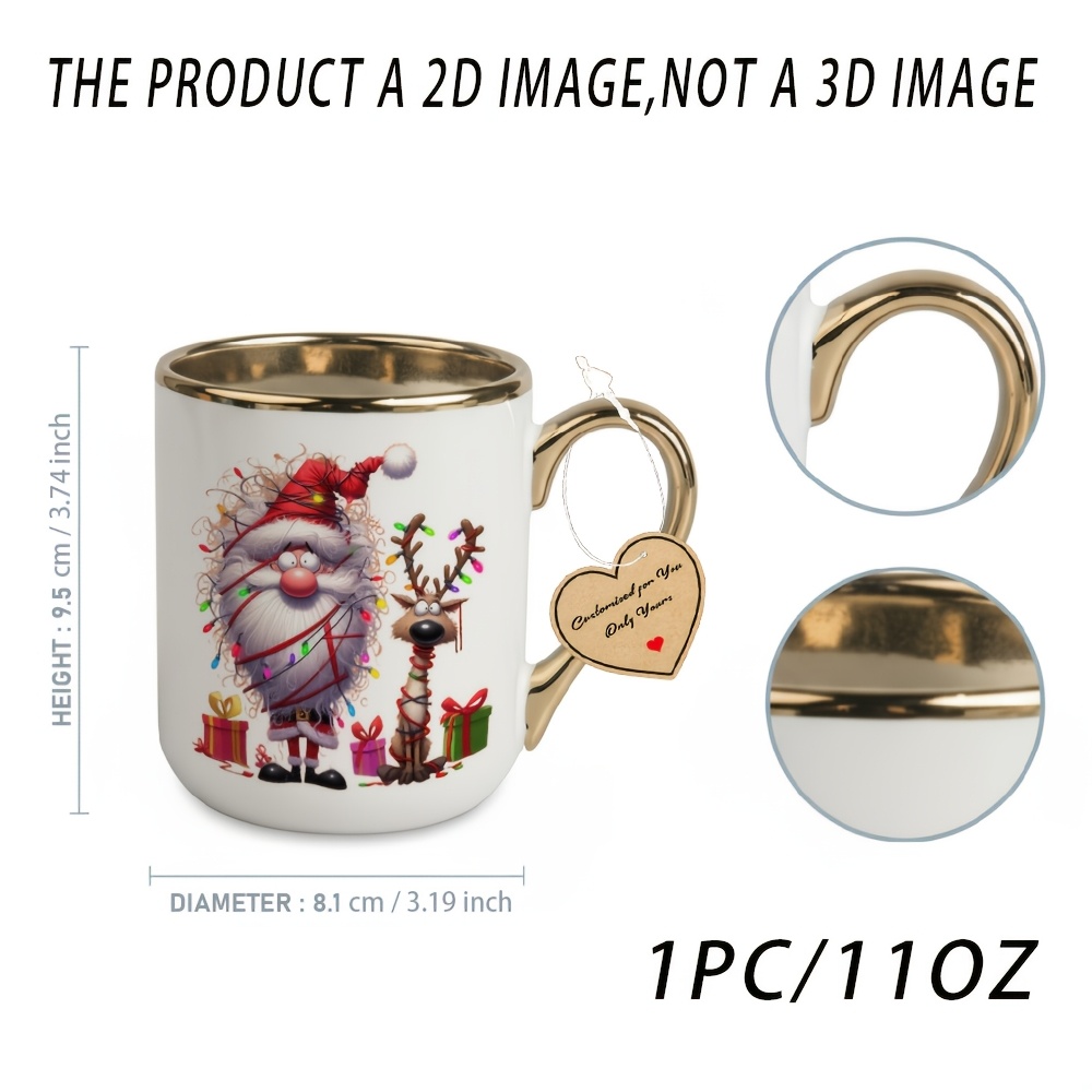 1pc santa reindeer white elegant mug for restaurant and business 11 ounce holiday gift birthday gift christmas gift summer gift gifts for women mens gifts perfect christmas and halloween gifts