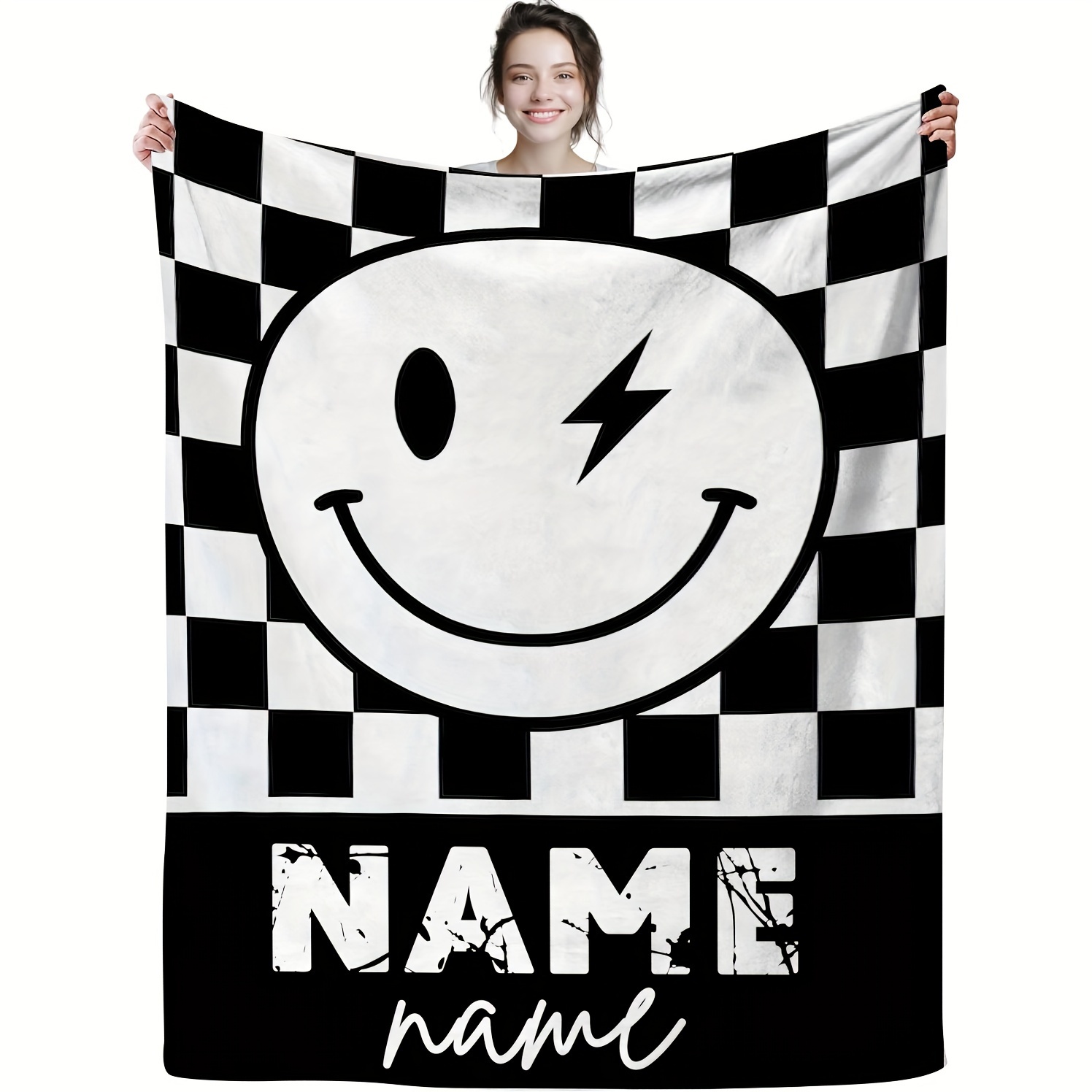 

Personalized Smile Blanket - Soft Flannel Throw With Custom Name, Perfect Gift For Best Friends & Family, All-season Cozy Nap Blanket