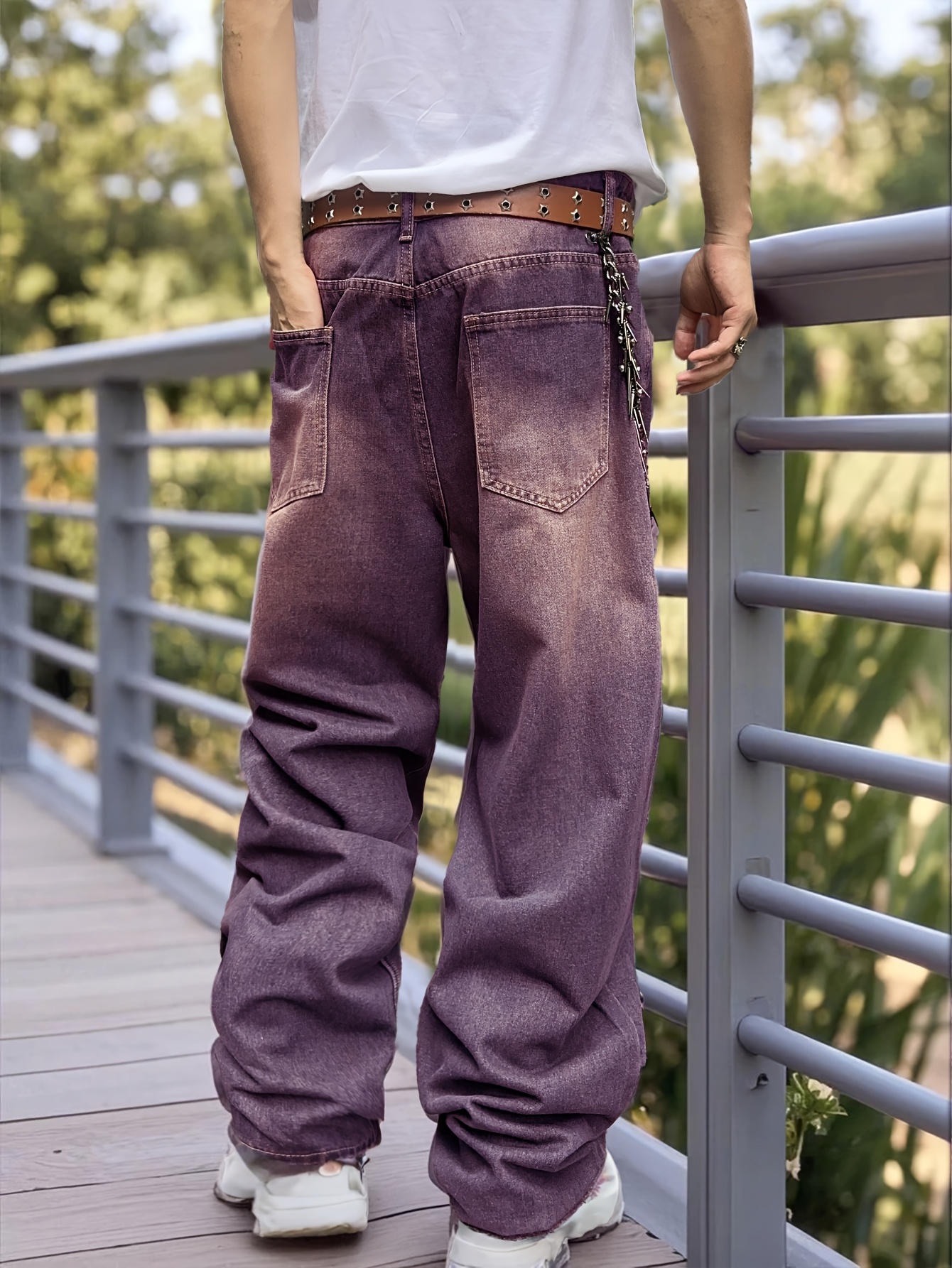 *'S Vintage Washed Denim Loose Fit Non-Stretch Pants *-* Streetwear  for Casual Formal Outfits No Belt/Accessories Needed, Relaxed Outfit, 