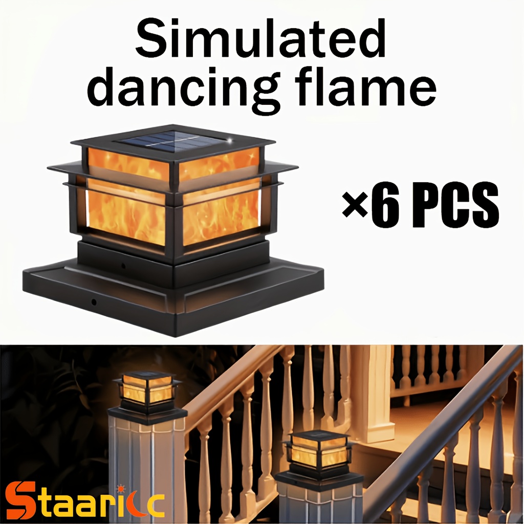 6pcs Solar Column Cover Light, Outdoor Bright Led Solar Fence Deck Light For Solar Light Garden Porch Patio Stair Decoration