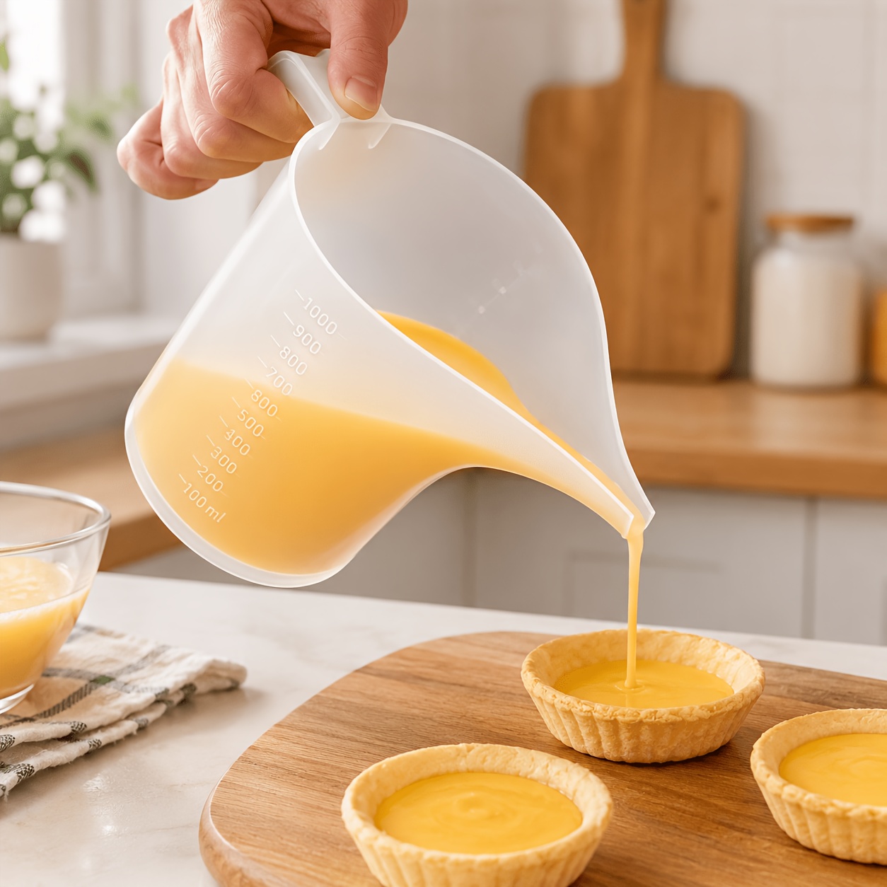 TEMU Extended Long-spout Large Capacity Plastic Funnel Measuring Cup, Home Baking Sauce Pouring And Coating With Graduations, Kitchen Oil Pouring And