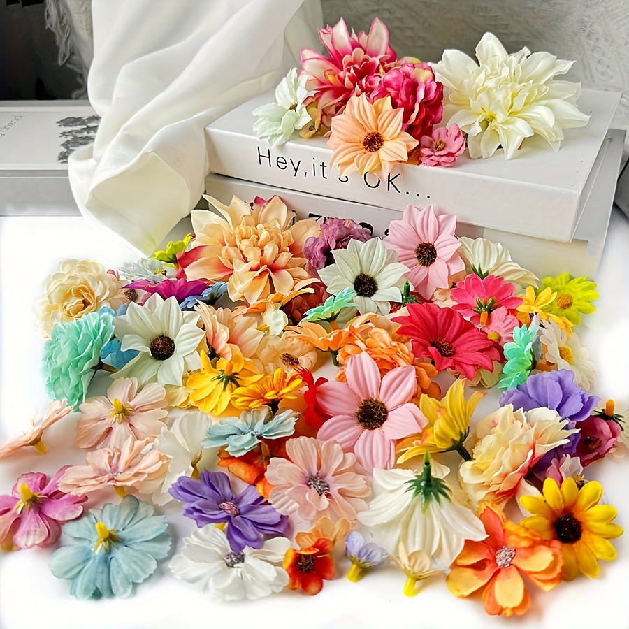E-shop 28/56/85 Stück künstliche kleine Blumen, gemischter Materialpackung, Seidenblumen, Stirnband, Kränze, handgefertigte Materialien, Rockstütze,