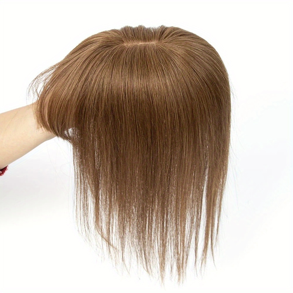 Human Hair Toppers For Women Real Human Hair With Bangs 3.5 * 5.5 Inch Base 12 Inch Hair Topper For Women With Thinning Hair Cover Grey (ombre Light Brown)