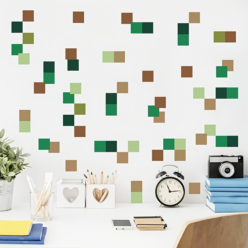1pc Pixel Block Decorative Wall Sticker, Block-based Game Block Geometric Background Wall Sticker, Home Decor, Creative Decal, Removable Self-adhesive Sticker