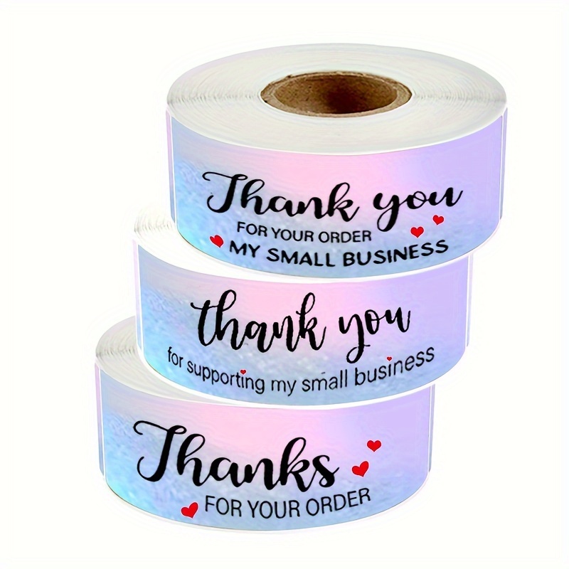 

120-pack Holographic Thank You Stickers For Small Business - Self-adhesive Glossy Paper Seal Labels, Rectangular Appreciation Order Seals, Single-use Gratitude Decals For Packaging And Gifts