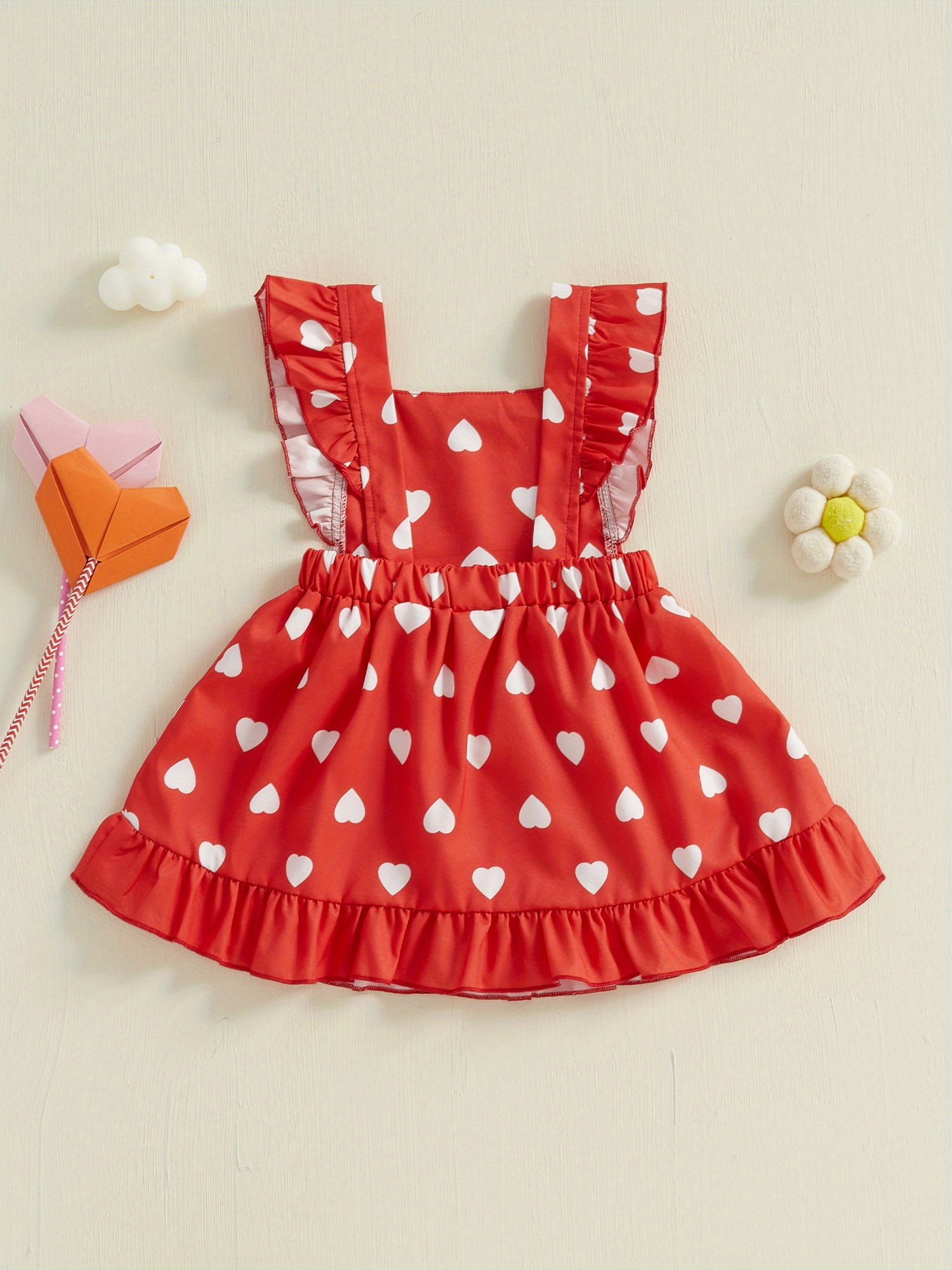 toddler girl valentines day dress heart print sleeveless - Temu