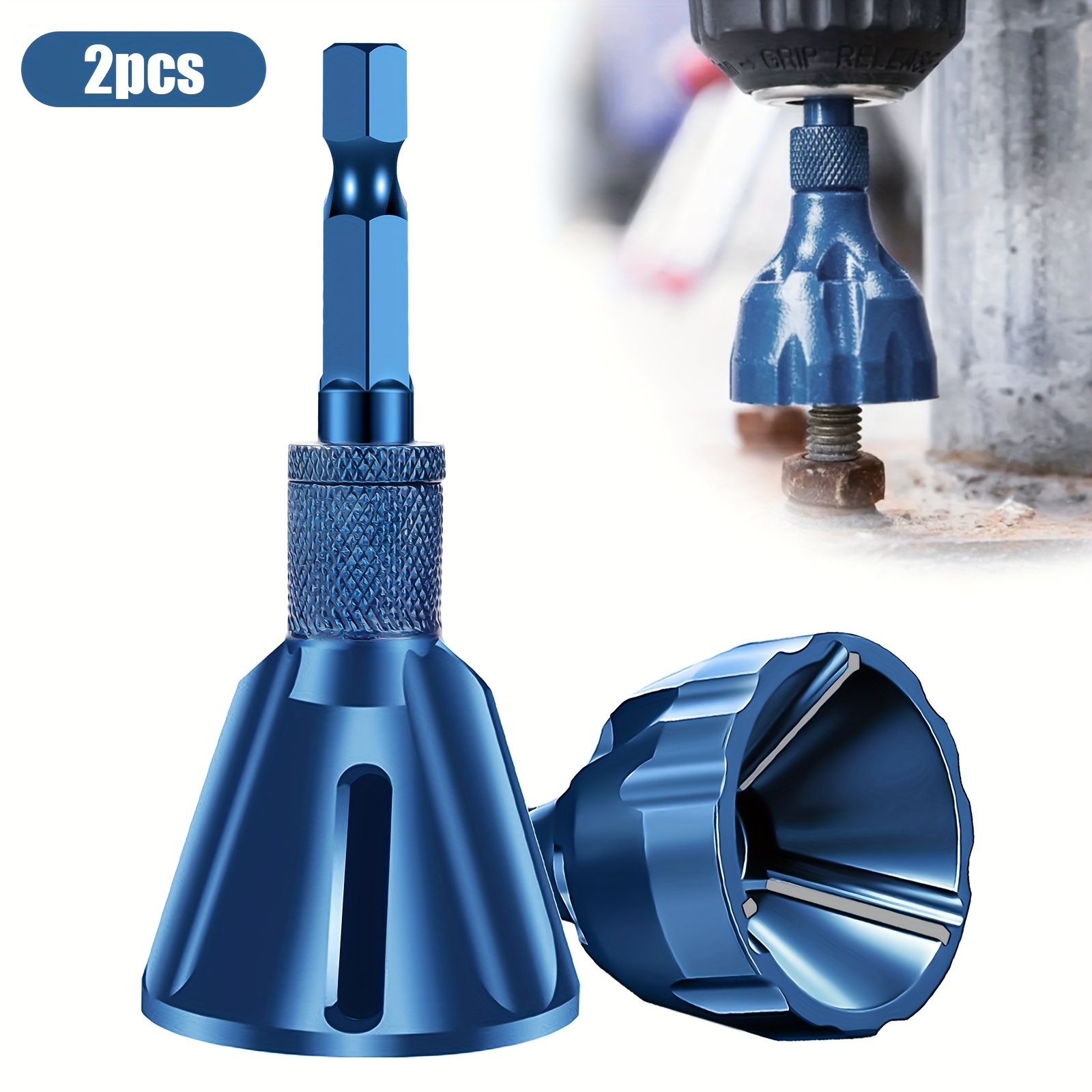 

2pcs Heavy-duty Deburring External Chamfer Tool, With Alloy Blades, Fast Hex Shank Deburr Drill Bit, Fit 1/4'' For Steel