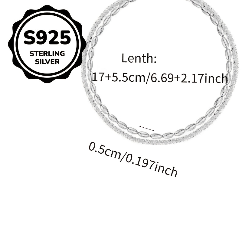 925 Sterling Silver Double Chain Bracelet, Elegant Gift