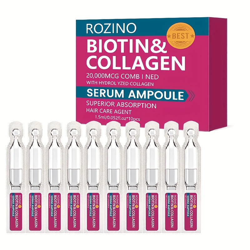 Image of 10-in-1 Biotin Hair Ampoule 10pcs, Containing Biotin Hair Care Ingredients, With A Refreshing And Easily Absorbed Texture. Frizz Instantly With A Single Application, Providing Instant And
