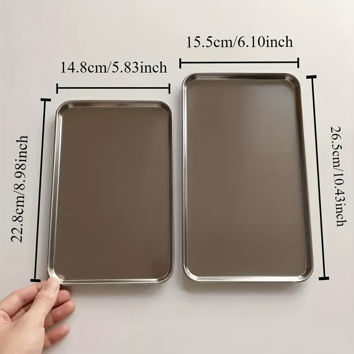 E-shop 2er-/1-teiliges Edelstahltablett, Metall-Dessertteller, Kuchenplatte, Tablett zum Servieren von Brot, Cocktails Kuchen