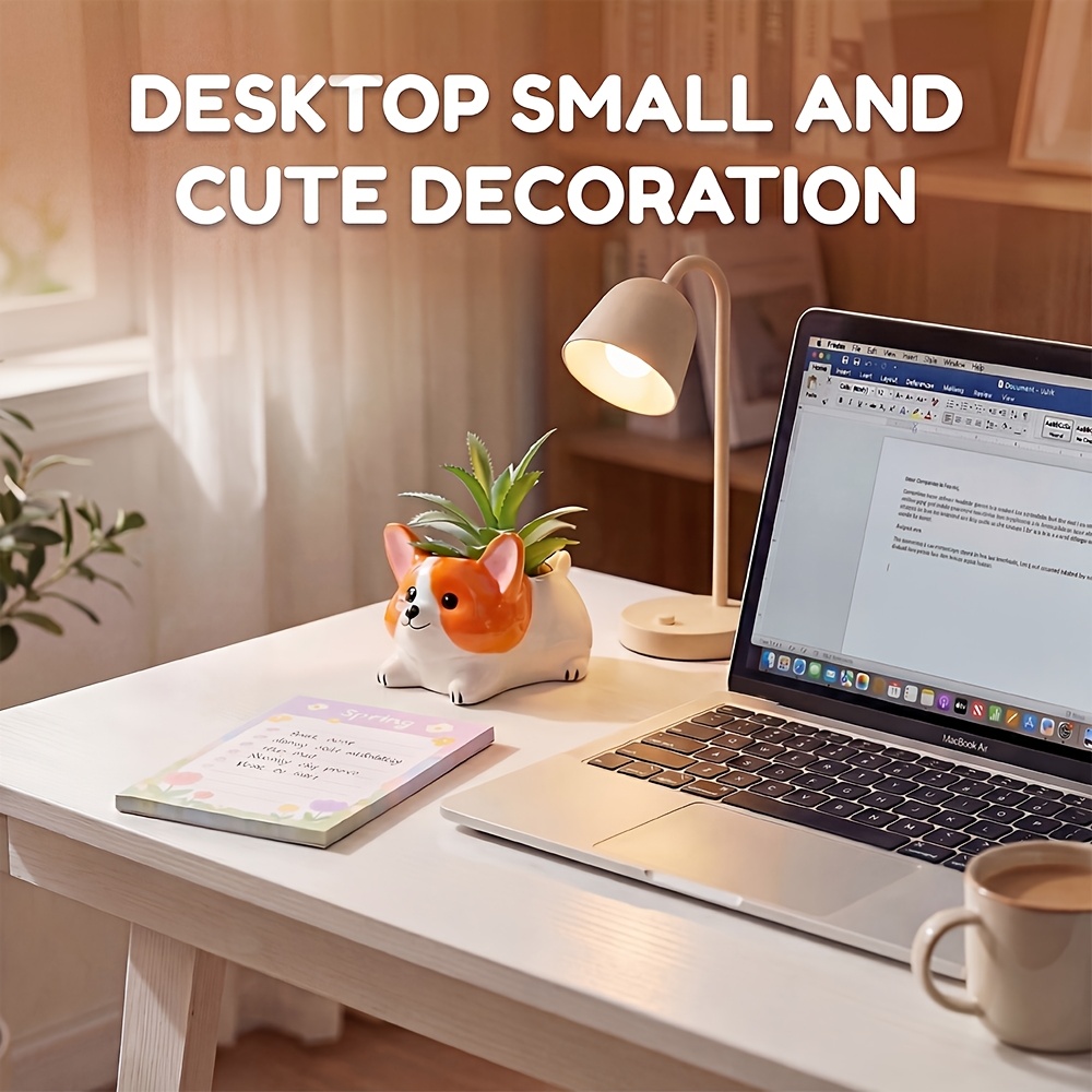 2pcs cute corgi ceramic planter pots with air ventilation holes succulent and small plant container cartoon   greenery holder for home office desk coffee table decor holiday gift gardening gift for home decor Product details 5