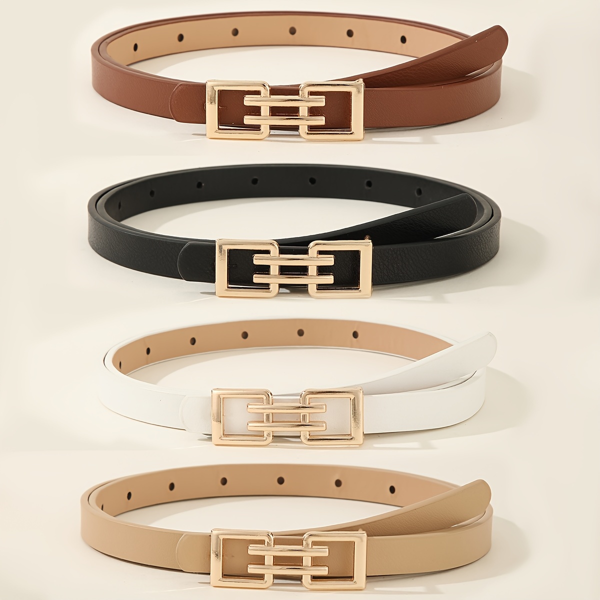 3/4pcs Alloy Decorative Women's Belt, Daily Casual Versatile Small Belt