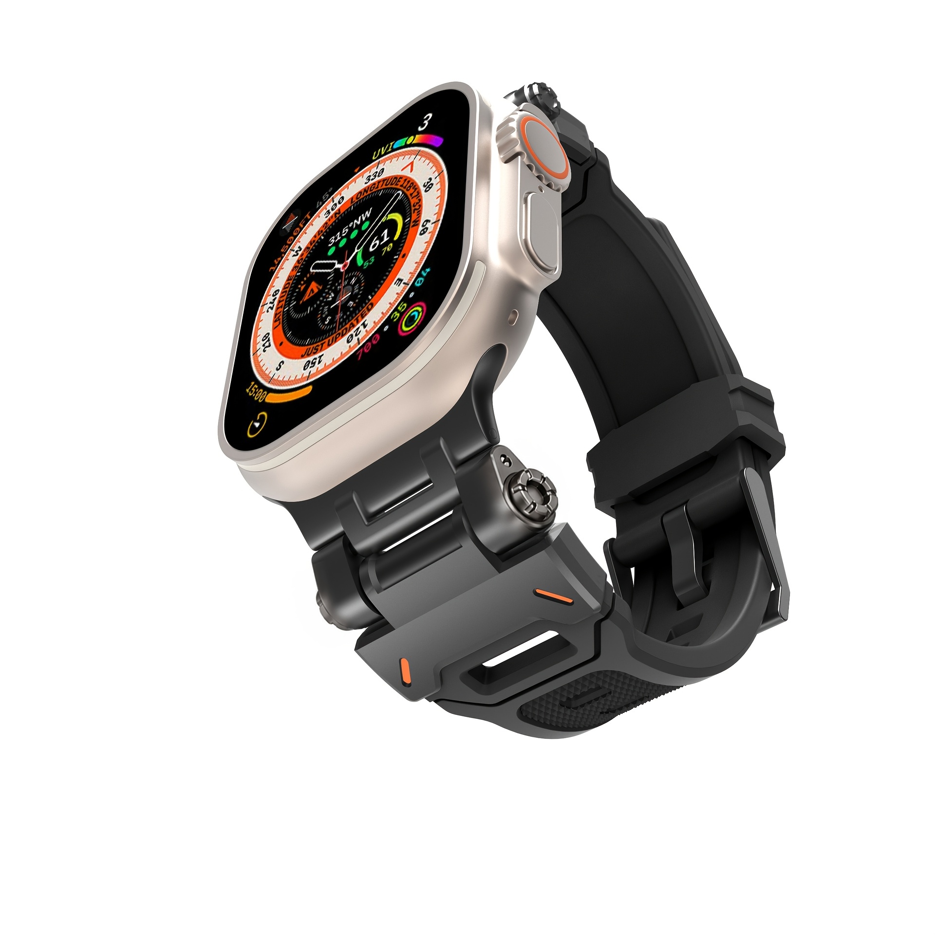 TEMU Bracelet de montre mécanique de sport de (6), bracelet de montre respirant en silicone, adapté à Apple Watch Series 42 mm, 44 mm, 45 mm, 46 mm,