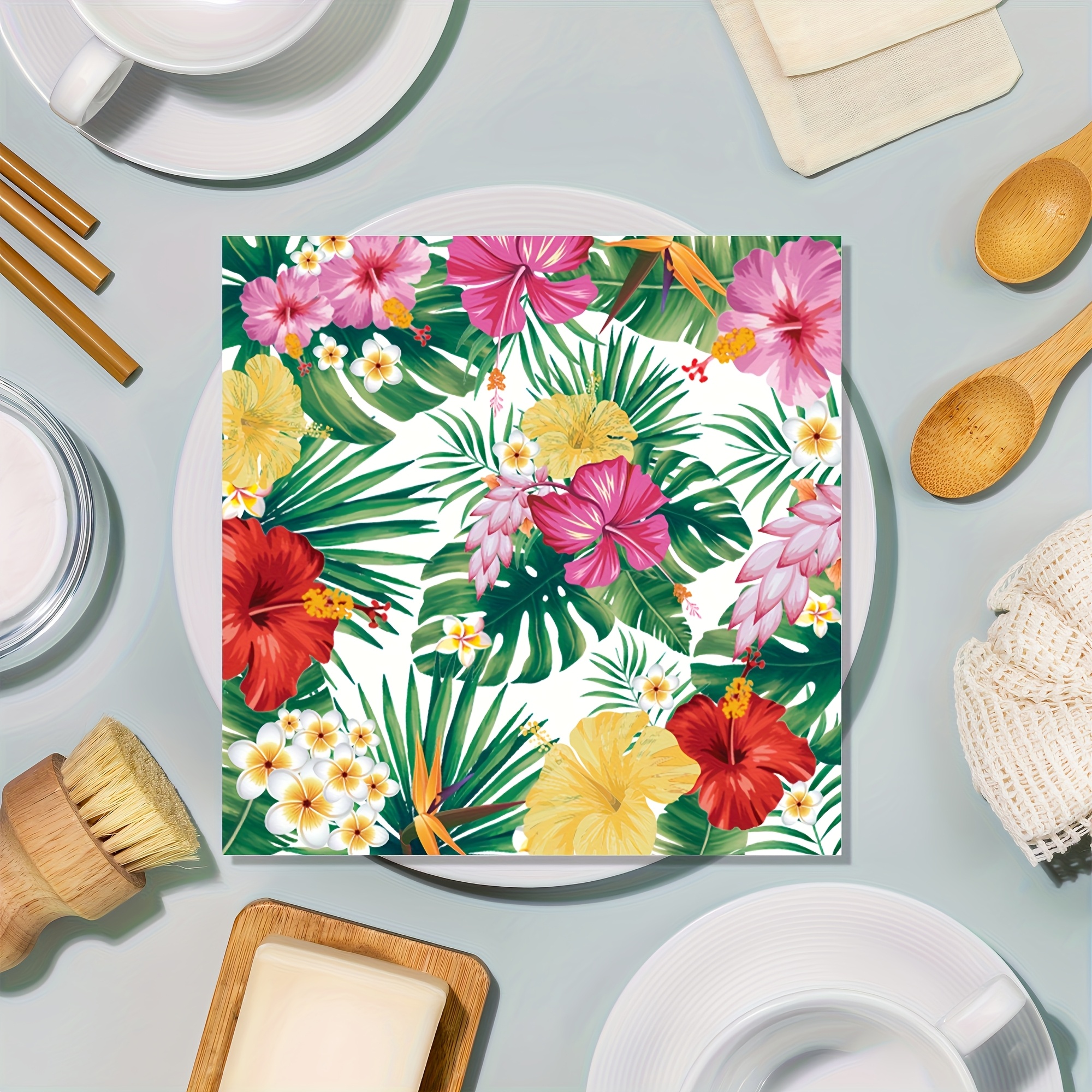 TEMU 20 Pack Of Tropical Hawaii Themed Party Napkins With 2 Disposable Napkins Suitable For Summer Pool Parties, Birthdays, Weddings, Decoration And