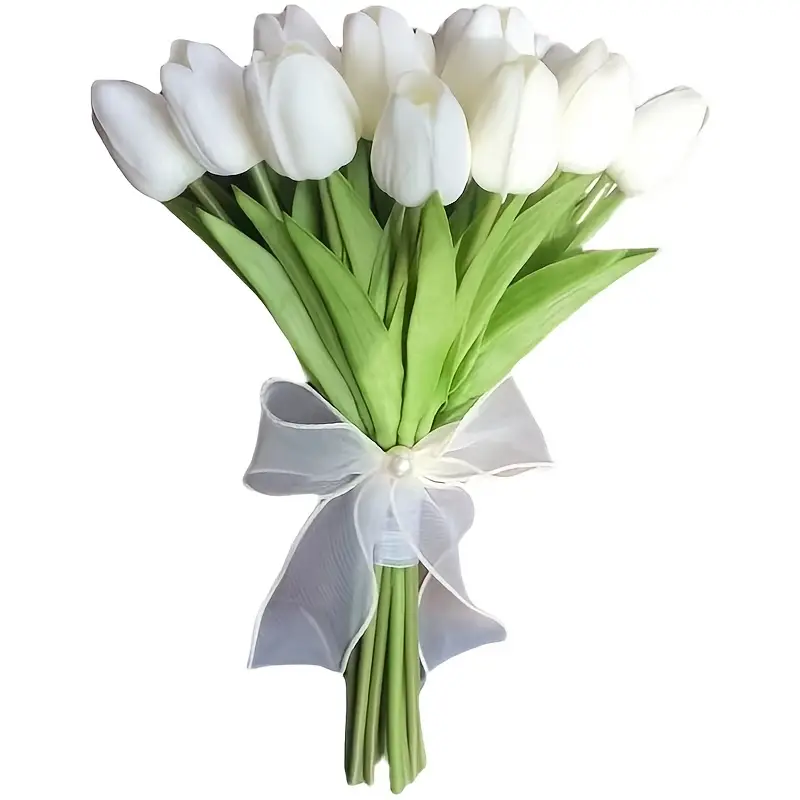 künstlicher weißer tulpenstrauß real touch schaumstoff