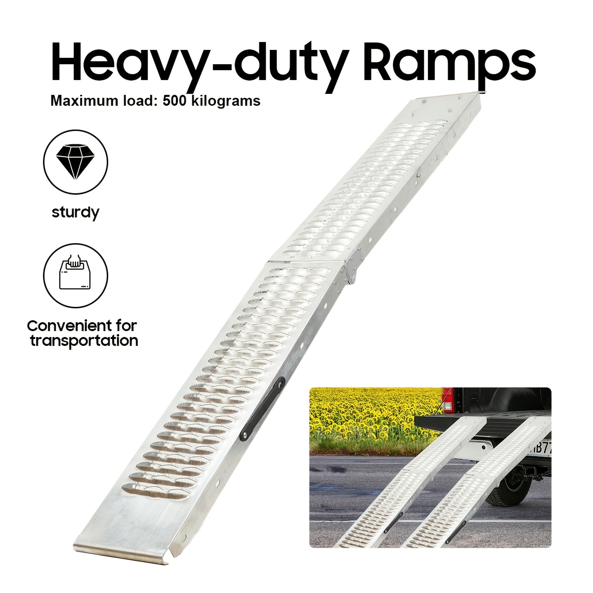 Image of 1pc Ramps For Aluminum Motorcycles Folding Loading Ladder Ramp Climbing Ladder Folding Ramp Load-bearing 500kg
