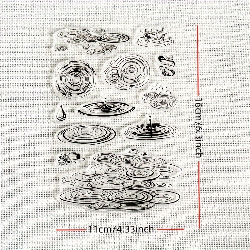 Image of 1pc Raindrop Water Ripple Transparent Stamp, Diy Scrapbooking Water Ripple Seal Stamp, Clear Stamp For Card Making, Photo Album, Diary Decoration