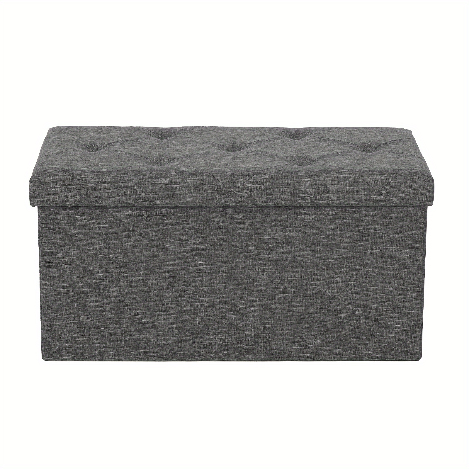 

Folding Storage Ottoman Bench – 43 Inch, Tufted Fabric Footrest With 660 Lbs Capacity, Grey