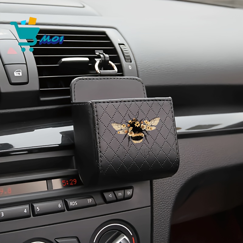 TEMU 1pc Floral Pattern Print Car Air Vent Hanging Storage Bag Glasses Cards And Small Additions Storage Bag Halloween Thanksgiving Universal Fit For