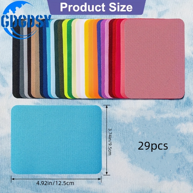 Image of 29pcs Set Of Iron-on Patches, Measuring 3.7 By 4.9 Inches, In Colors, Suitable For Repairing Jeans, Shirts, Clothing, And Trousers
