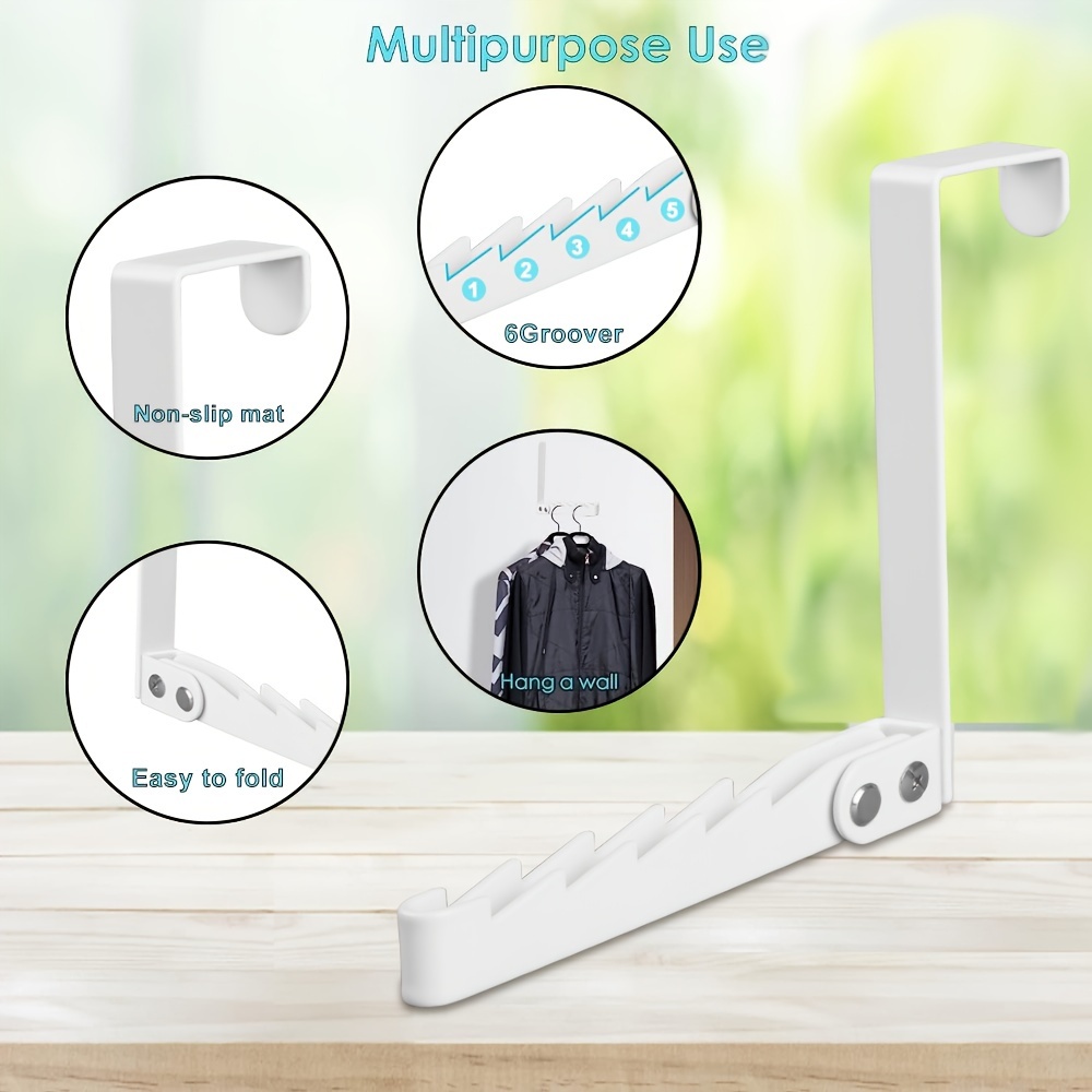 Foldable Door Drying Laundry Rack Hooks Hanging Clothes 6 - Temu