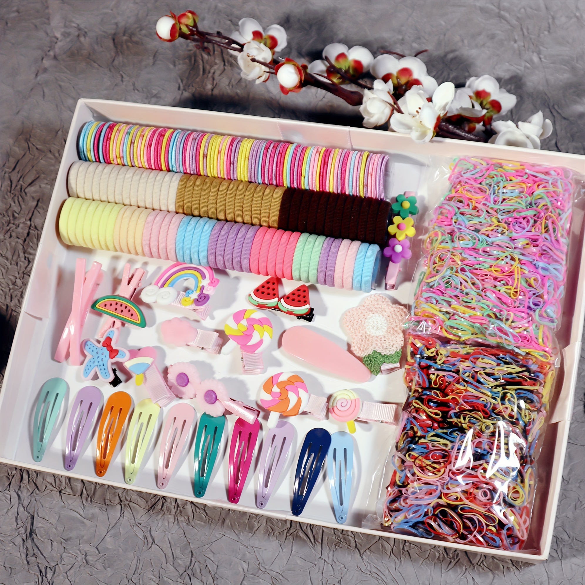 

2224pcs/set Hair Styling Accessories Elastic Hair Loops Colorful Hair Side Clips Lovely Cartoon Decorative Hair Clips Ponytail Holder Stylish Hair Accessories For Women And Daily Uses