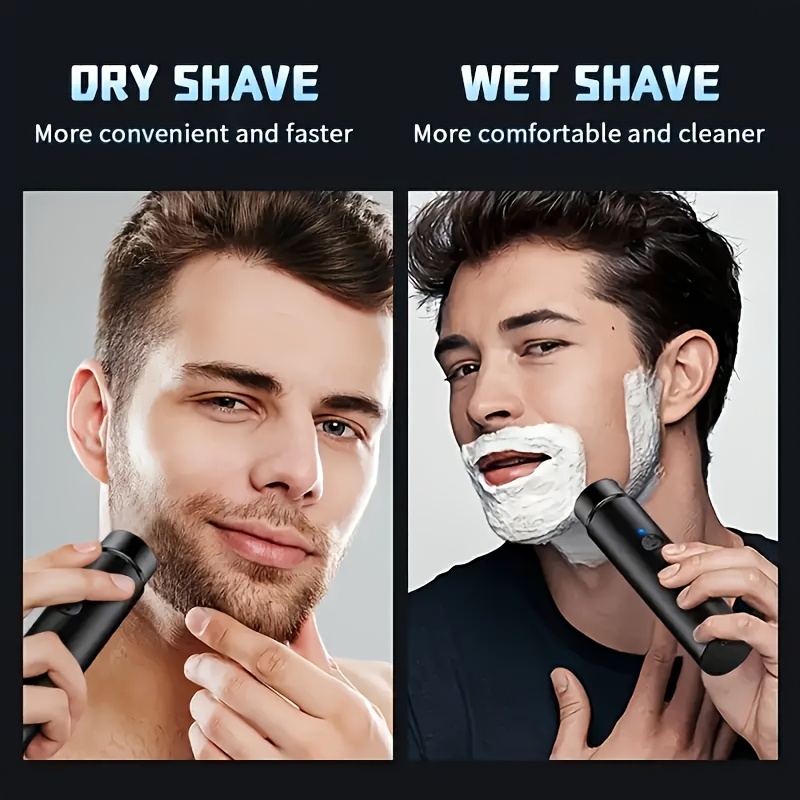 mens electric shaver cordless usb powered portable shaver   charge long lasting lithium battery compact   for face neck body hair ideal for   and grooming sleek black blue portable shaver rechargeable home grooming tool modern grooming device durable construction personal care device   travelers face hair removal stylish grooming tool         Product details 4