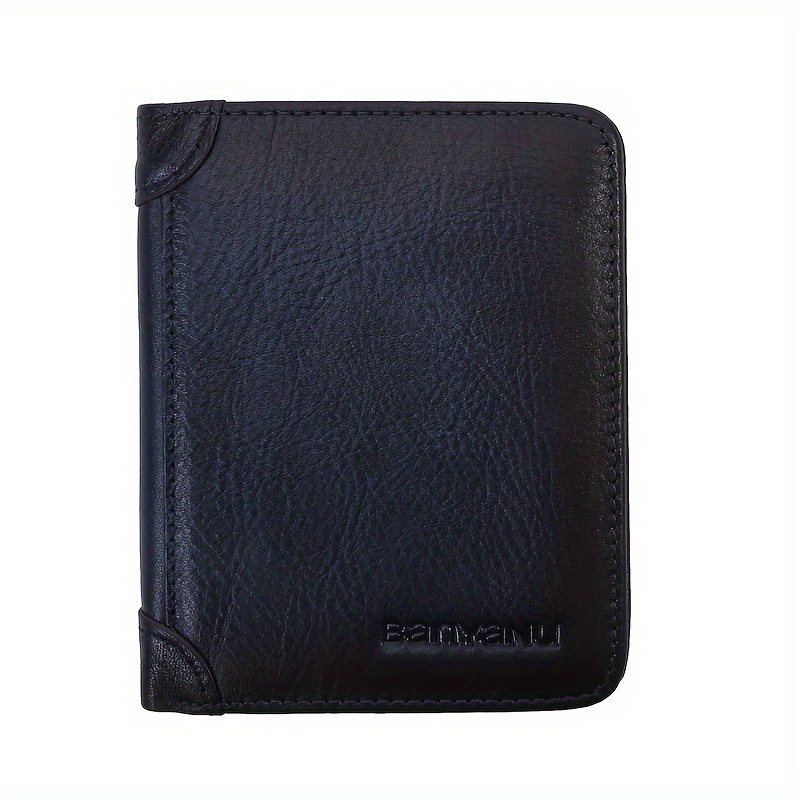 TEMU Men's Genuine Leather Fold Wallet, Card Holder, Ideal Gift For Men