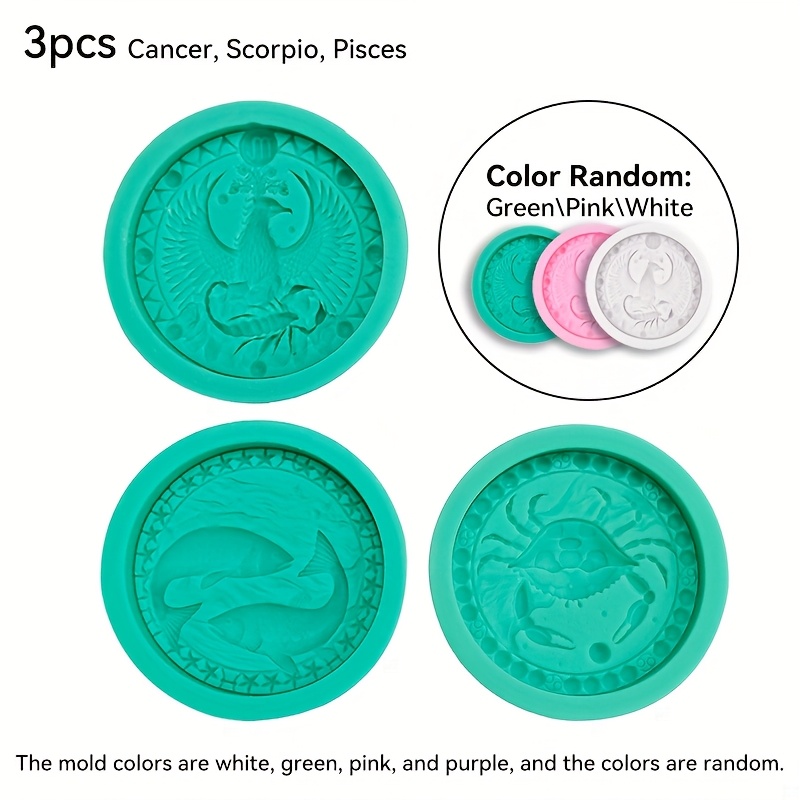 Image of 3pcs 12 Zodiac Silicone Candle Molds, Art Craft Tools For Making Wax, Tools For Aromatherapy Stone Making, Resin Soap, Home Decor, Holiday Party Gifts, Random Color