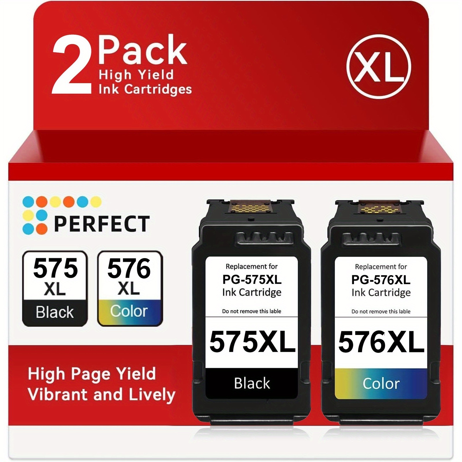 Image of Printer Cartridges 575 Xl 576 Xl Ink Cartridges Compatible With 575 576 Printer Cartridges Black And Colour For Ts3550i Tr4750i Tr4751i Ts3551i 2-pack