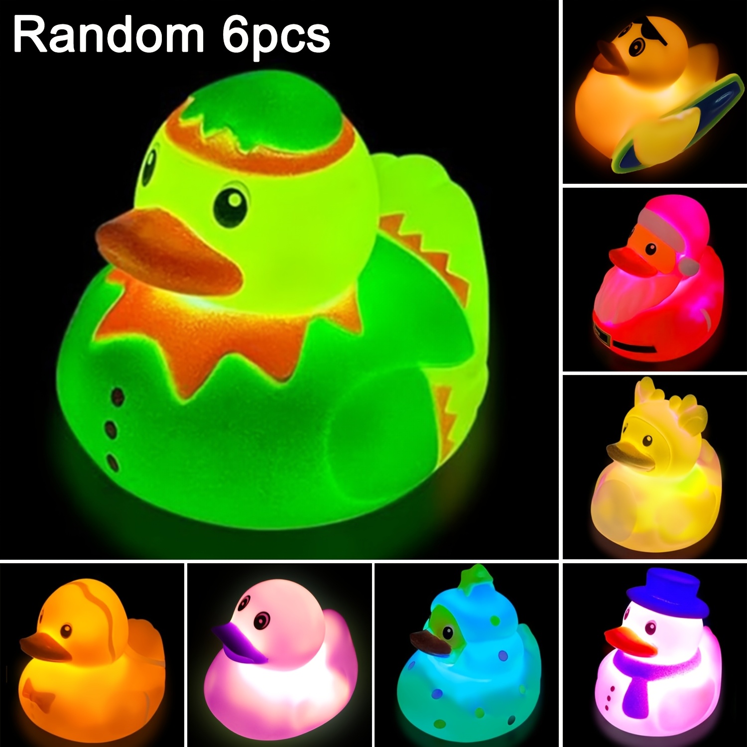 TEMU Set Of 6 Illuminated Rubber Bath Toys, Perfect For Toddlers Aged 1 To 5, Suitable For Boys And Girls. Great Gift Idea For Preschoolers Aged 1-4,