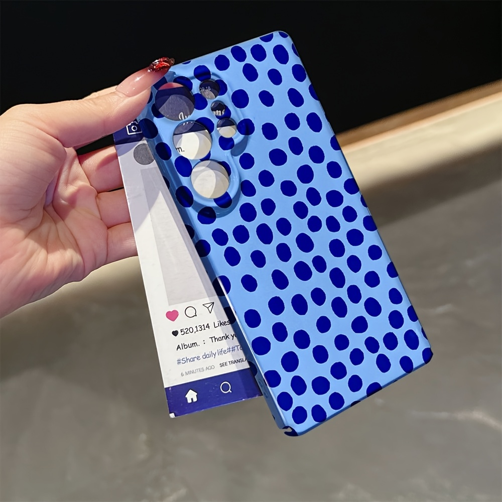 Trda zaščitna ovijalka za telefon: Modri pikčasti vzorec, preprost dizajn, in vseobsegajoča zaščita, odporna na udarce, za for Samsung Galaxy