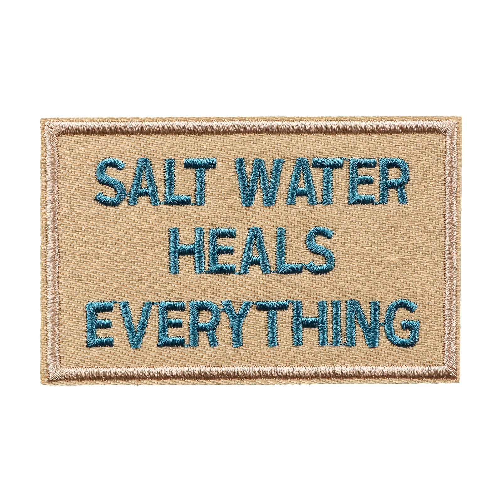 TEMU 1 Patch brodé avec « salée guérit tout » à l'adhésif thermofusible, Patch décoratif en tissu pour vêtements à faire soi-même