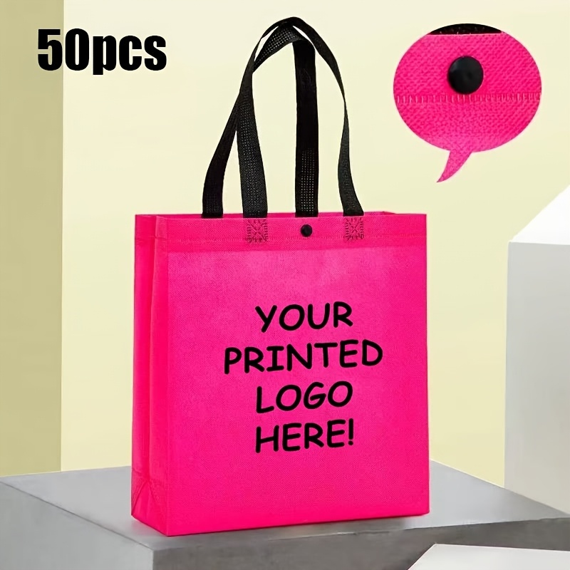 50 Customizable Solid Color Tote Bags with Snap Buttons
